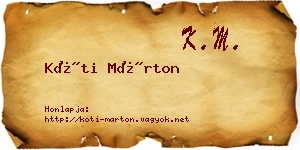 Kóti Márton névjegykártya